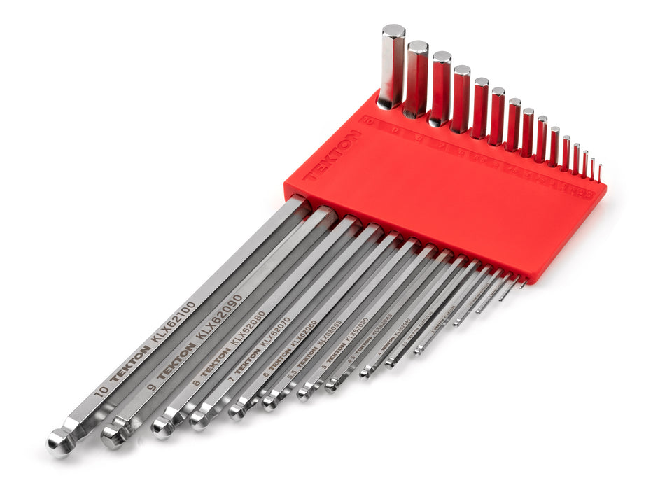 Ball End Hex Key Set with Holder, 15-Piece (1.3-10 mm)